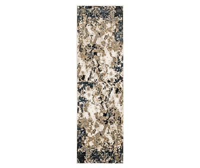 Bocleah Gray, Navy & White Distressed Textured Area Rug
