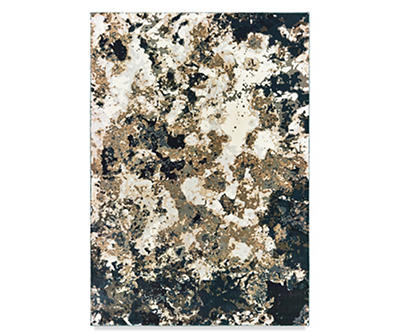 Bocleah Navy & White Distressed Textured Area Rug, (6.7' x 9.6')