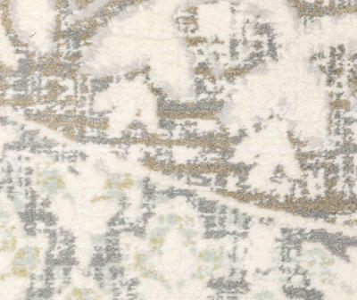 Capecca Gray & Tan Abstract Runner Rug, (2.3' x 7.6')