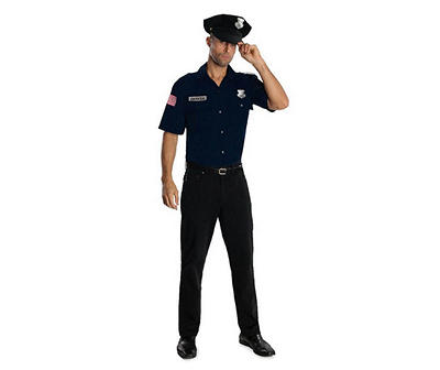 Police Uniform Shirt And Hat Costume