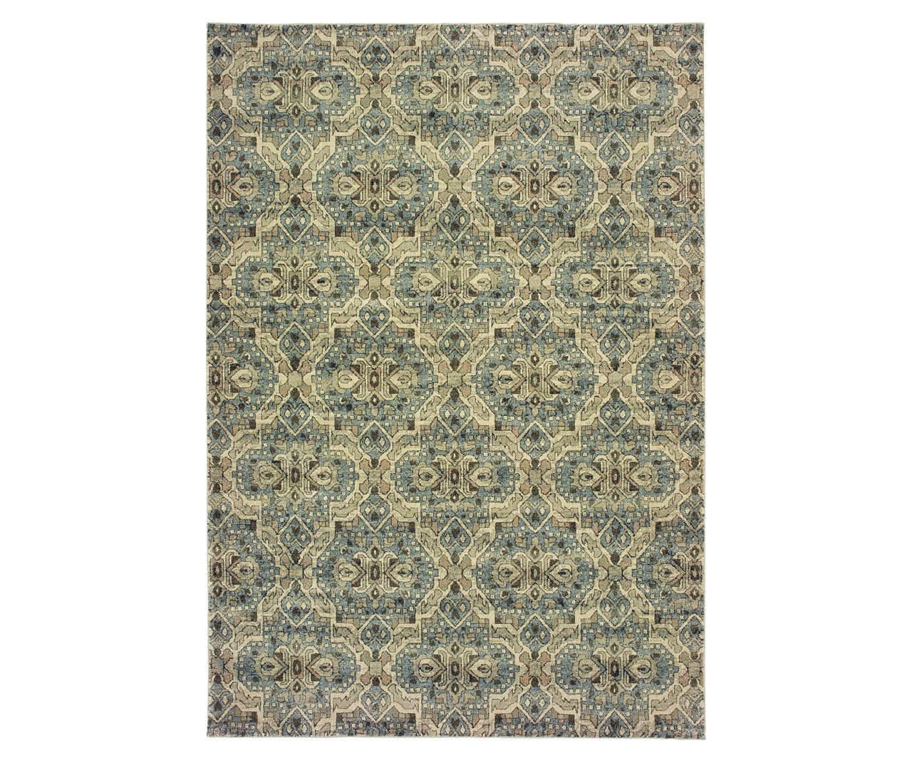 Ralea Ivory & Blue Traditional Pattern Area Rug, (5'3" x 7'6")