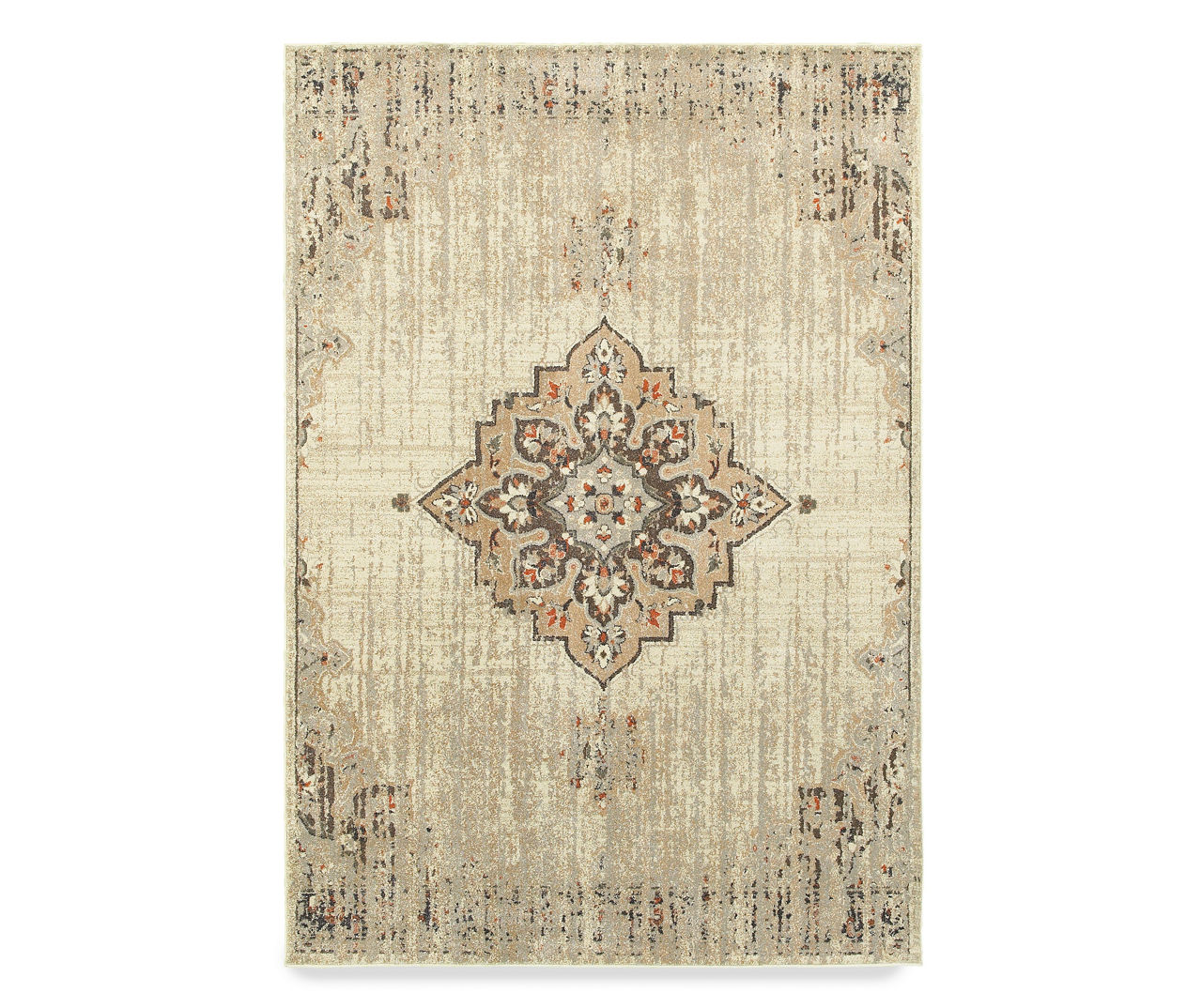 Pascal Ivory Distressed Floral Runner Rug, (2.3' x 7.6')