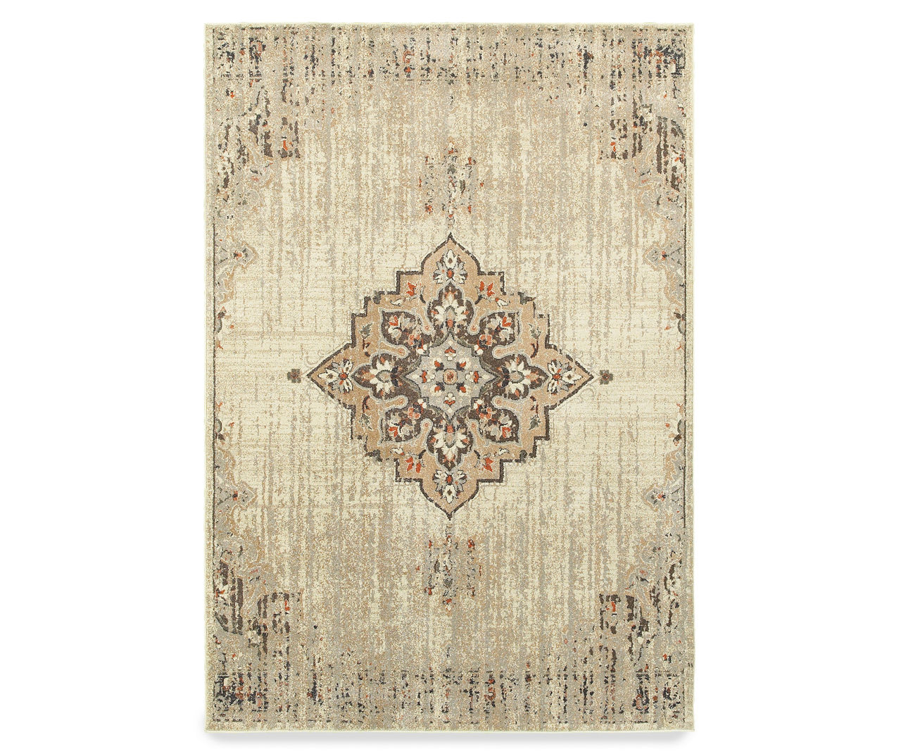Pascal Ivory Distressed Floral Area Rug, (6.7' x 9.6')