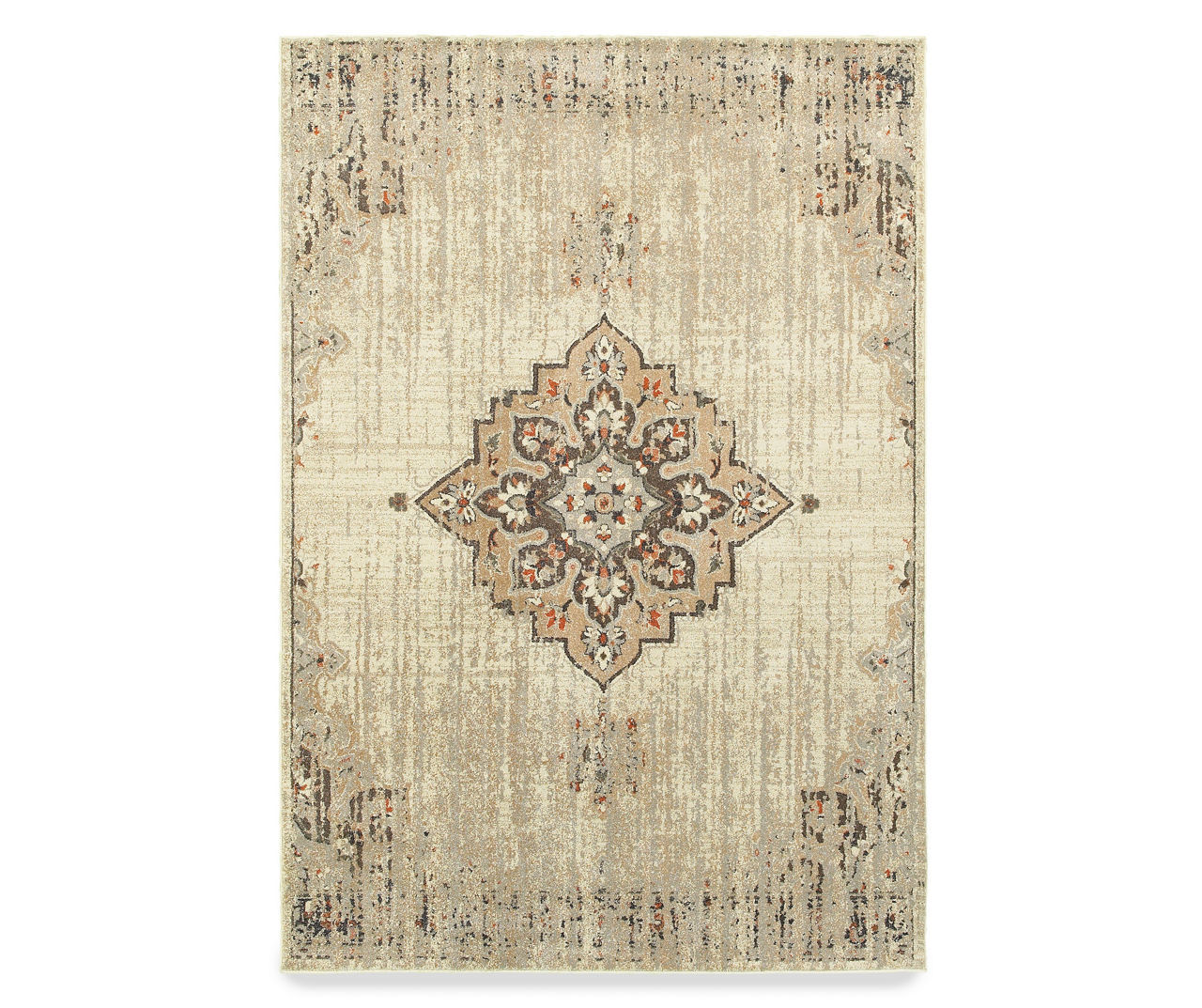 Pascal Ivory Distressed Floral Area Rug, (7.1' x 10.1')