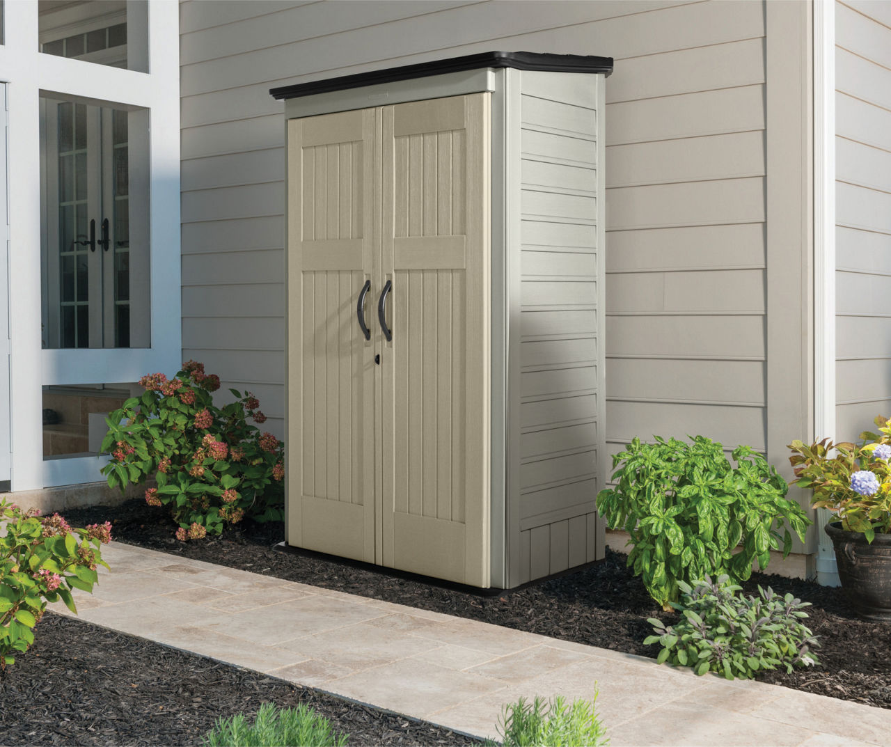 Rubbermaid 7x3 Foot Double Wall Plastic Outdoor Utility Storage Shed,  Sandstone - 269.60 - Bed Bath & Beyond - 35447483