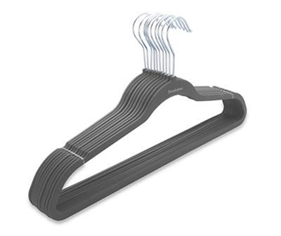 Slate Gray Rubberized Slim Hangers, 10-Pack