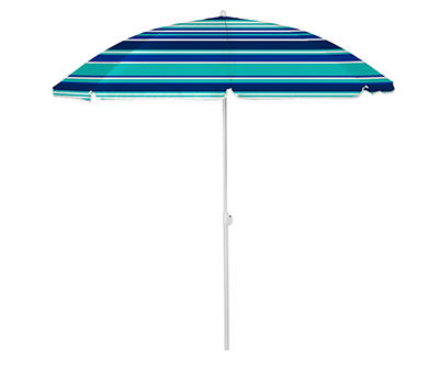 6' Blue & Aqua Stripe Beach Umbrella
