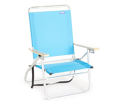 Light Blue Mid-Height Folding Beach Chair