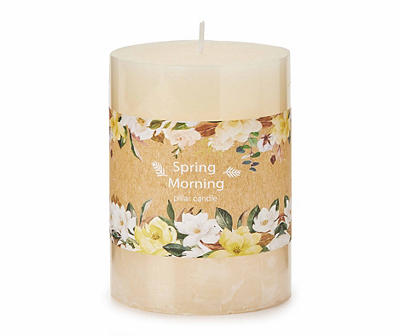 Spring Morning White Pillar Candle, (4
