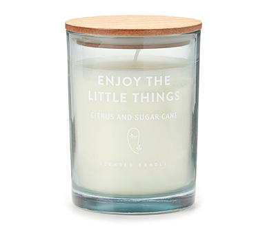 Citrus & Sugar Cane Soft Blue & White Jar Candle, 8.5 oz.