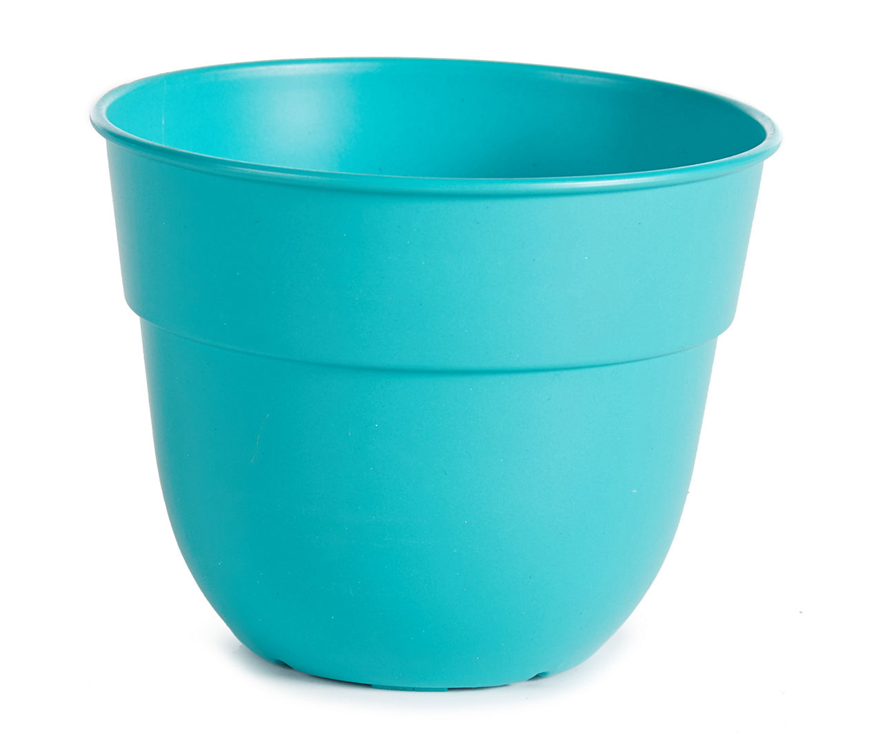 8" Teal Plastic Planter with Built-In Saucer