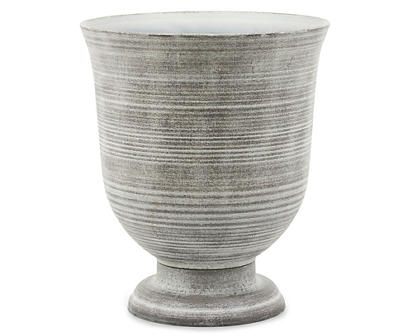 15.75" Gray Stone Look Plastic Urn Planter