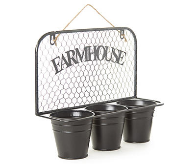 "Farmhouse" 3-Pot Hanging Wall Planter