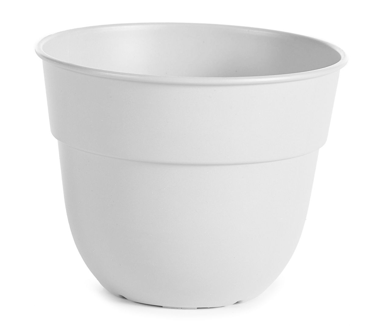 20" Gray Plastic Planter with Built-In Saucer