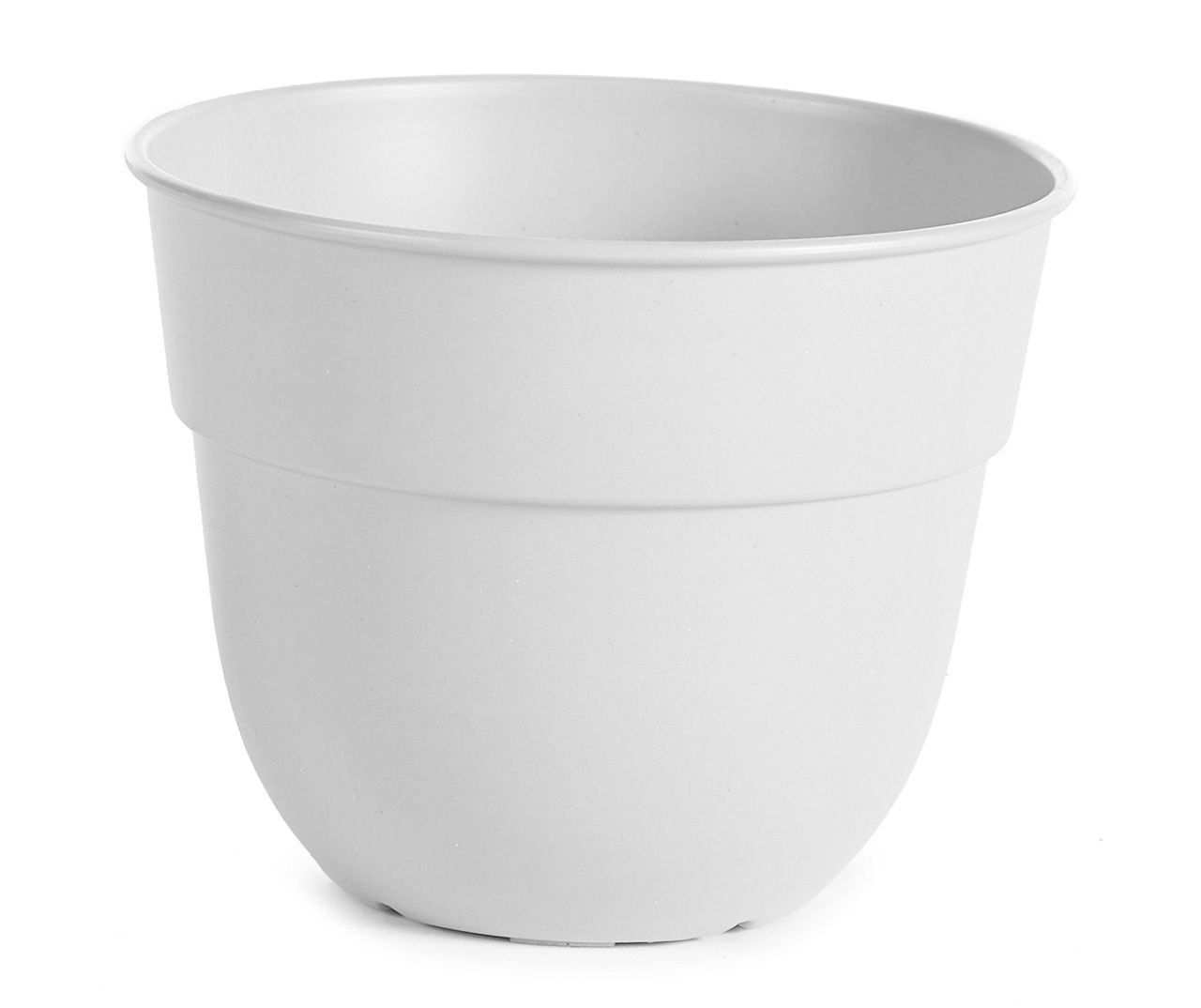 10" Gray Plastic Planter with Built-In Saucer