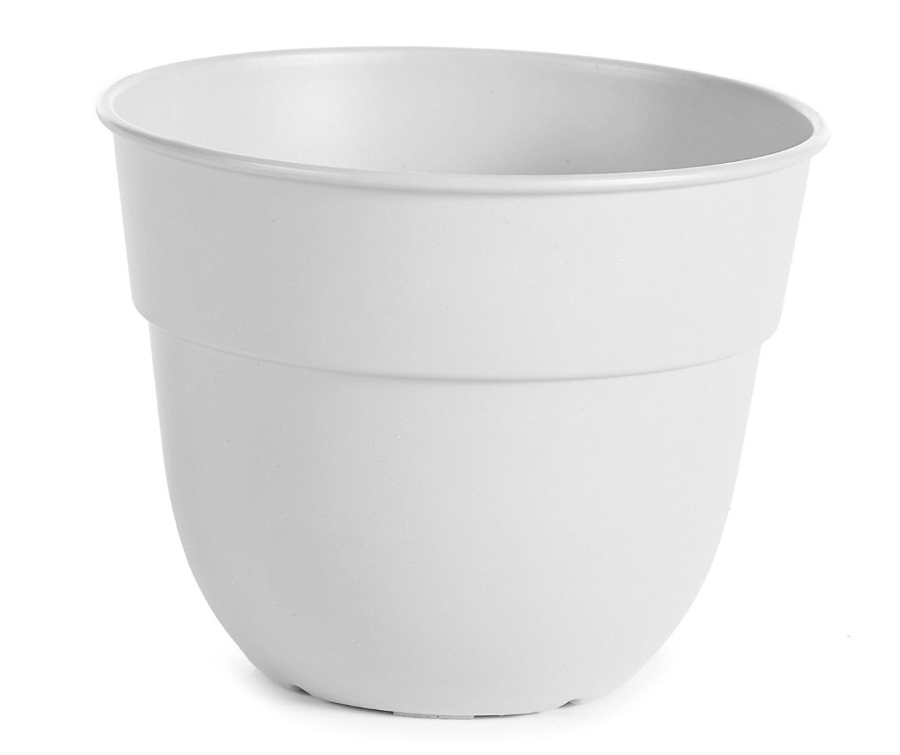 8" Gray Plastic Planter with Built-In Saucer