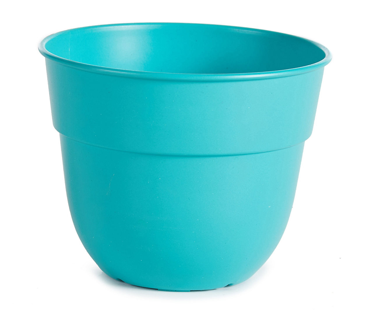 16" Teal Plastic Planter with Built-In Saucer