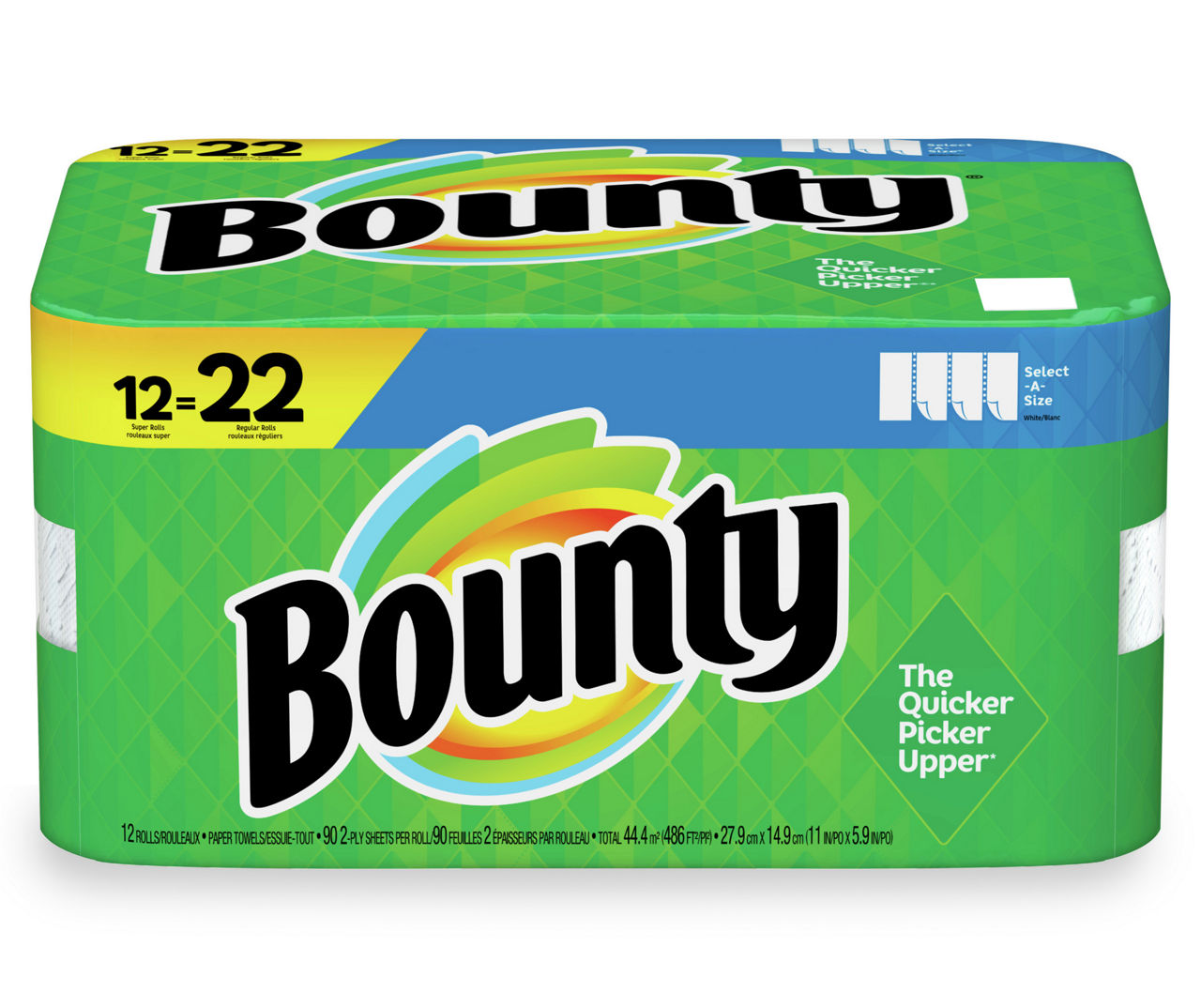 Bounty Bounty Select-A-Size Paper Towels, White, 12 Super Rolls = 22  Regular Rolls, 12 Count