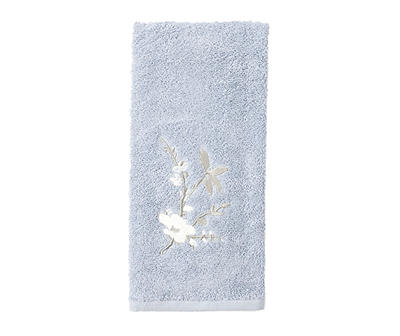 Cherry Blossom Celestial Blue Floral Embroidered Hand Towel