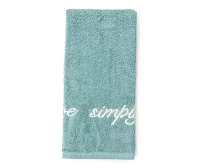 Arlo "Live Simply" Oil Blue Embroidered Hand Towel