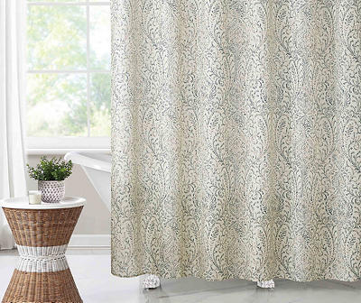 Arlo Ginger Paisley Fabric Shower Curtain Set