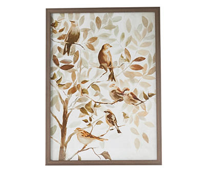 Brown & White Birds in Tree Framed Art Print