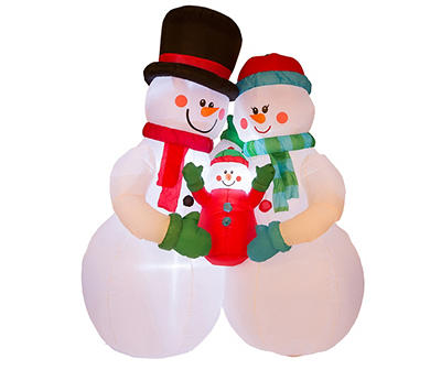 8' Inflatable Light-Up Snowman Family