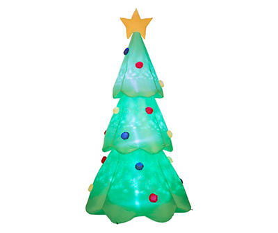 9' Green & Yellow Inflatable Light-Up Christmas Tree
