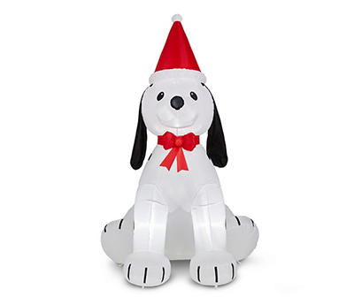 6' White & Red Inflatable LED Puppy Dog