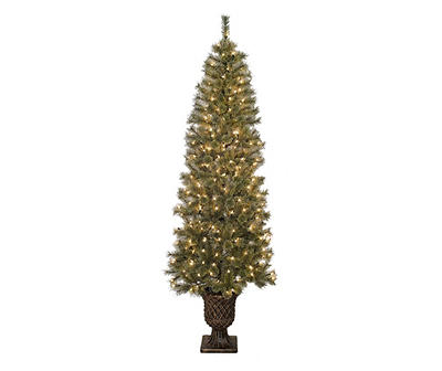 7' Pre-Lit Artificial Christmas Urn Tree with Clear Lights