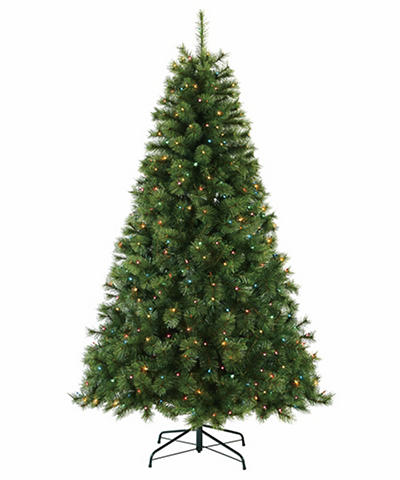7' Pre-Lit Artificial Christmas Tree with Multi-Color Lights