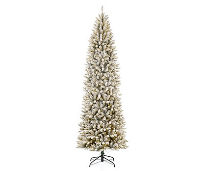 9' Green Fir Flocked Pre-Lit LED Artificial Christmas Tree with Warm White Lights