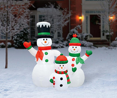 6' Inflatable LED Snowman Family
