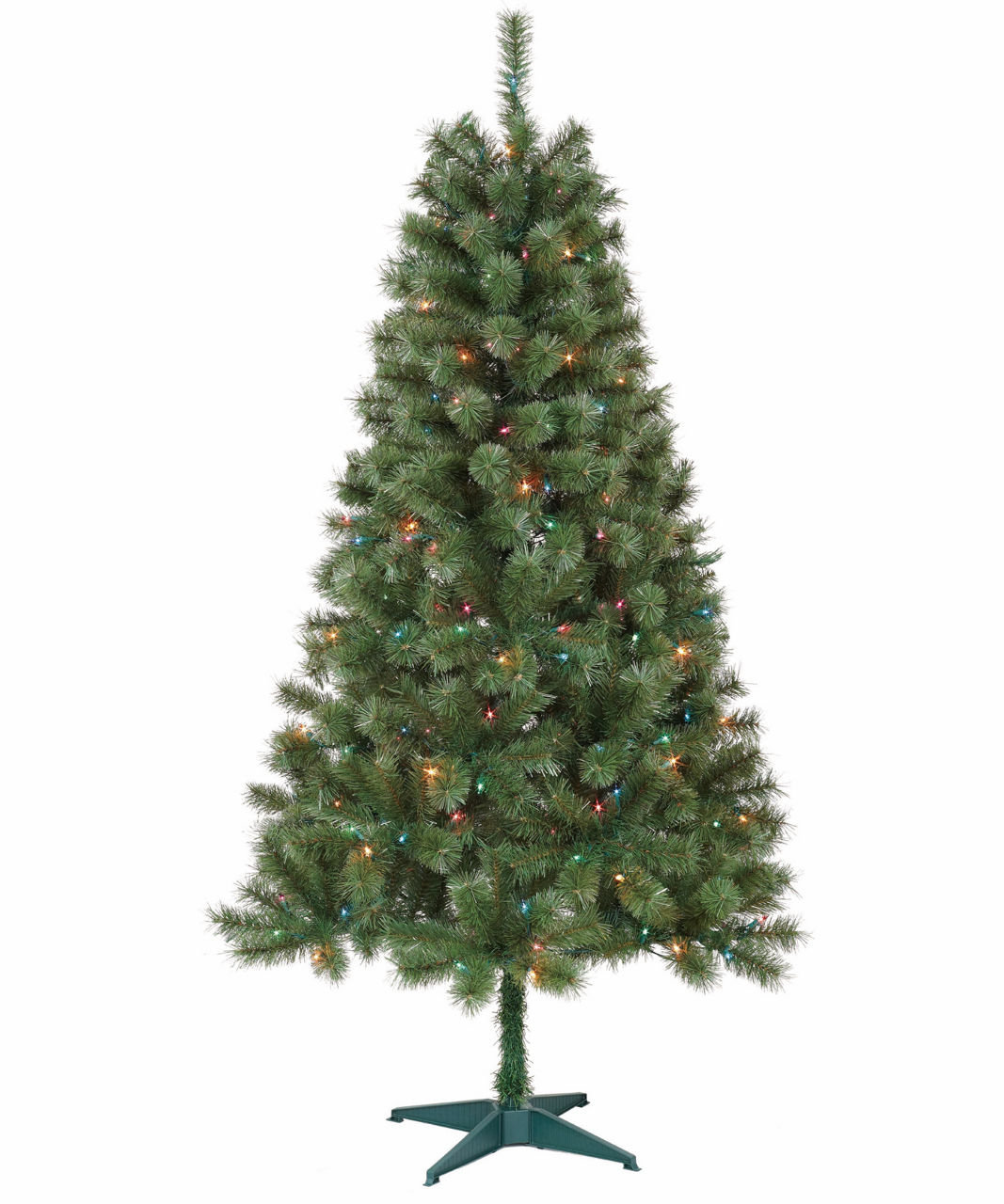 Jeco 6' Green Pre-Lit Artificial Christmas Tree with Multi-Color Lights ...