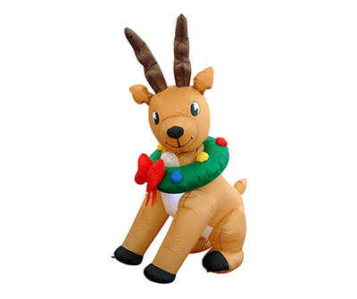 6' Inflatable LED Reindeer & Wreath