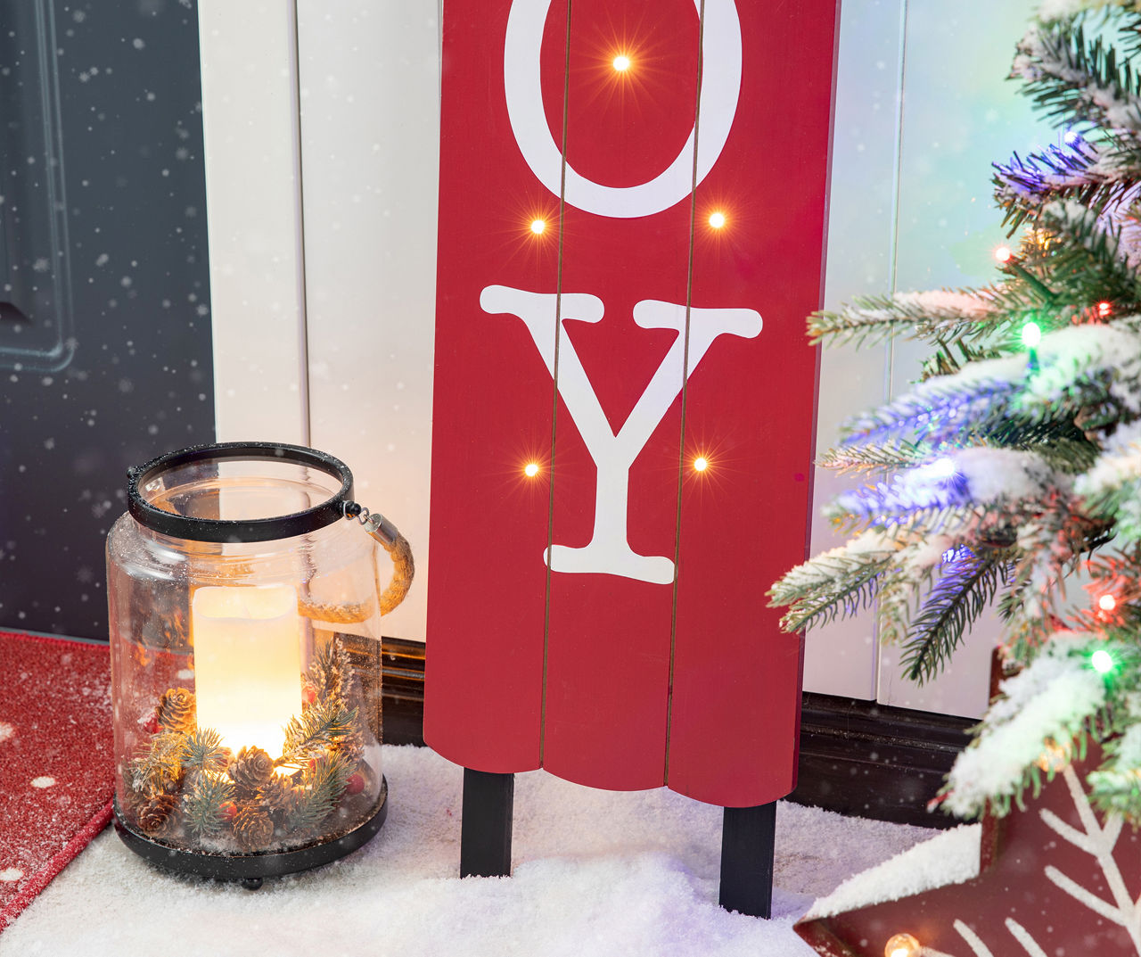 Joy Christmas Lantern Sign