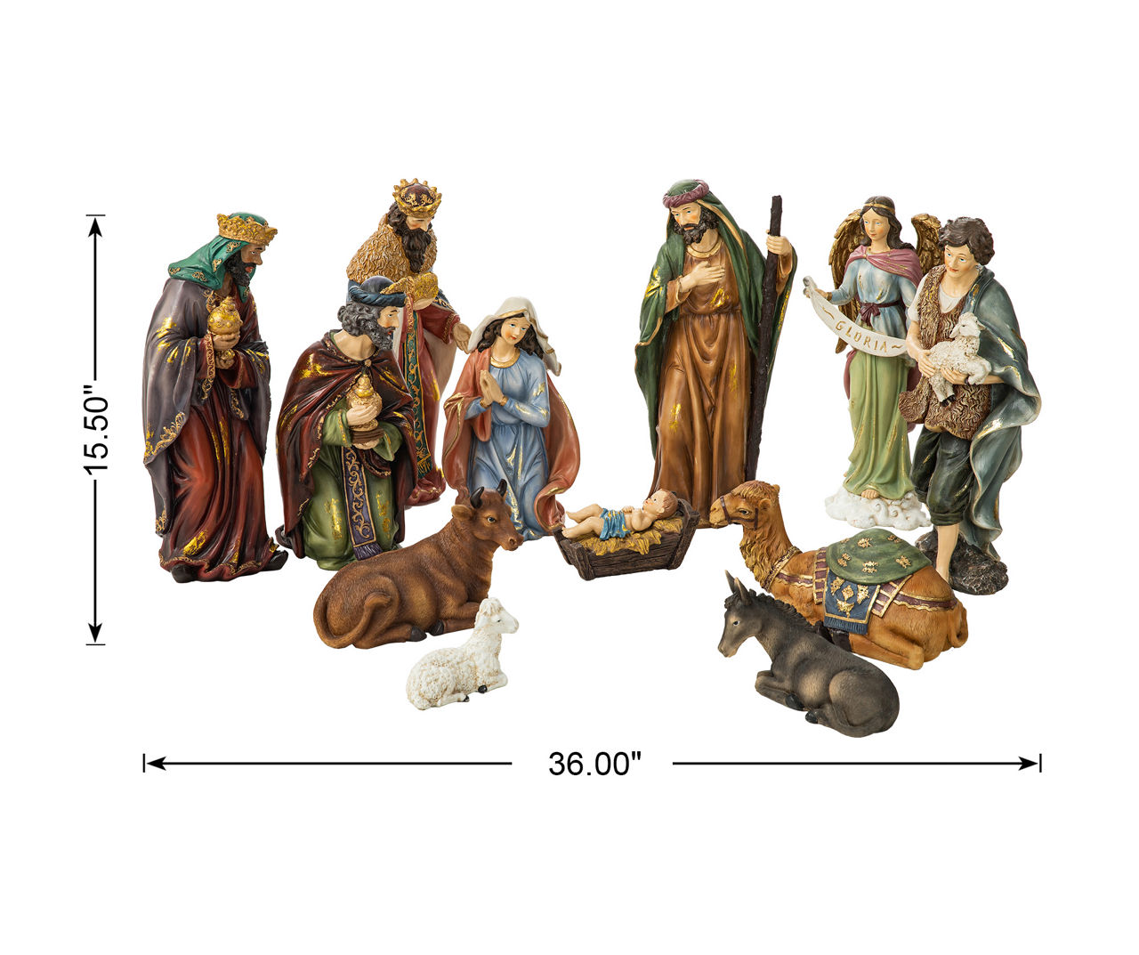 Glitzhome Hand Painted Oversize 12-Piece Resin Nativity Set | Big Lots