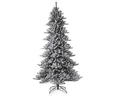 Glitzhome Fir Snow Flocked Pre-Lit LED Artificial Christmas Tree with Warm White Lights