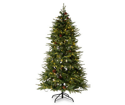Glitzhome Green Fir Pinecone Pre-Lit Artificial Christmas Tree with Color-Changing Lights
