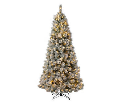 7.5' Spruce Snow Flocked Pre-Lit LED Artificial Christmas Tree with Warm White Lights