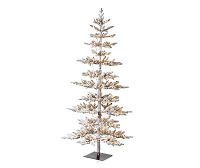7' Pine Flocked Pre-Lit LED Deluxe Artificial Christmas Tree with Warm White Lights