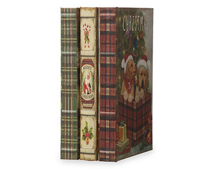 Red, Green & White Vintage Christmas Book Box, 3-Pack