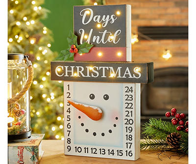 "Days Until Christmas" Countdown Snowman Light-Up Tabletop Decor