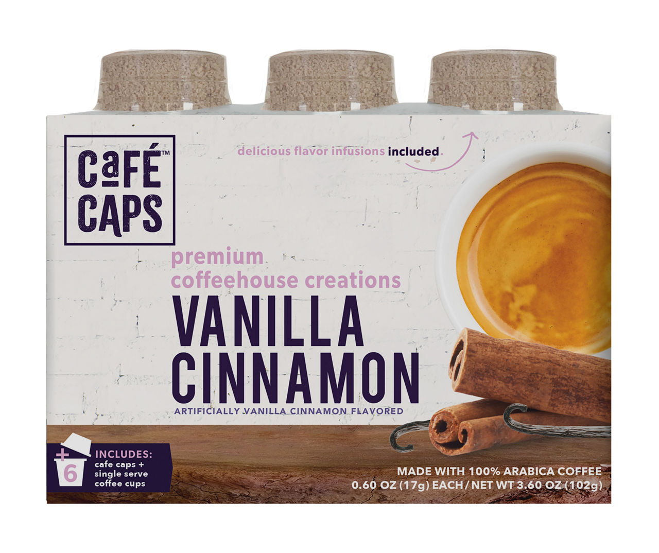 Cafe Caps Vanilla Cinnamon Coffeehouse Creations 6Pack Brew Cups Big