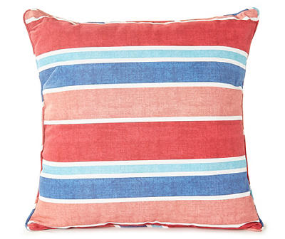 Red & Blue Karina Stripe Sangria Throw Pillow