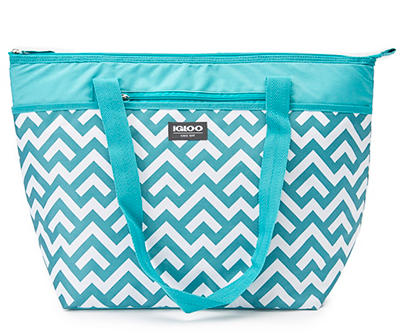 Blue Chevron 30-Can Cooler Tote Bag