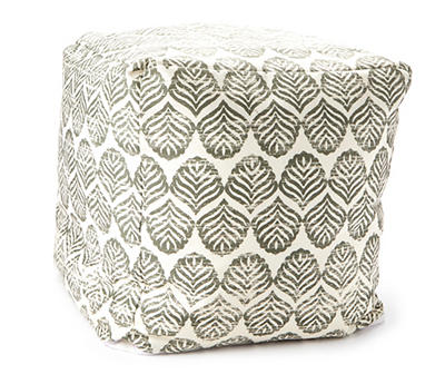 Distressed Leaf Square Outdoor Pouf