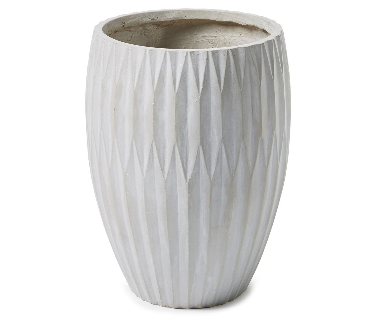 10" Gray Round Carved Planter