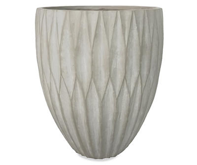 10" Gray Round Carved Planter