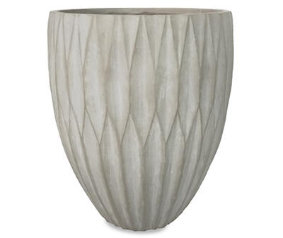 16" Gray Round Carved Planter